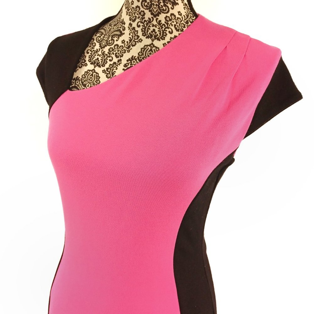 VENUS Dress SS Pink & Black Stretch Jersey Bodycon 8 - Picture 3 of 4
